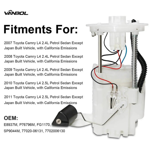 Electric Fuel Pump Module Assembly For Toyota Camry 2007-2011 2.4L 2.5L L4 With California Emissions, side view