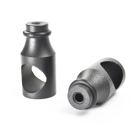 Close-up of metal components from the 16Ft Rolling Ladder Hardware Sliding Rail Kit With Top Rollers And Braked Floor Wheels