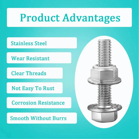 6Pcs M10x1.5 40mm Stainless Steel Flange Exhaust Bolts Nuts Kit For Securing Exhaust Manifold And Components Heavy Duty