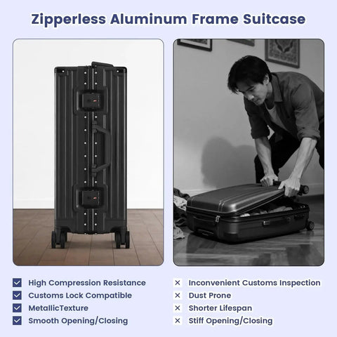 20 Inch Carry On Luggage With Aluminum Frame Zipperless Hard Shell And Spinner Wheels For Easy Travel With USB Charging Port