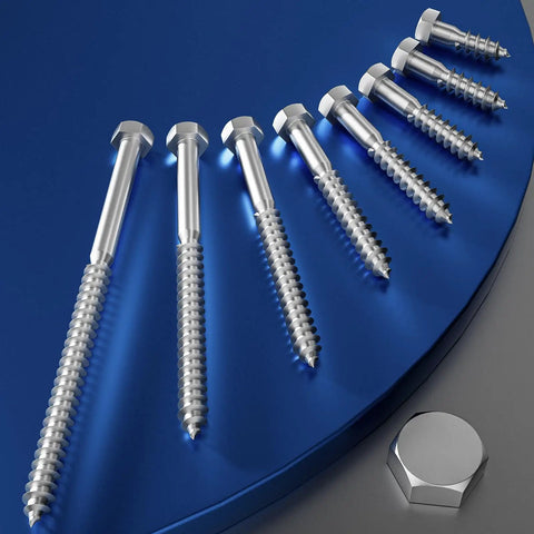 Heavy Duty Stainless Steel Lag Screws Set for Wood Half Inch by Five Inch Hex Head Bolts Ten Pack 304 Stainless 18 8 Rust Resistant