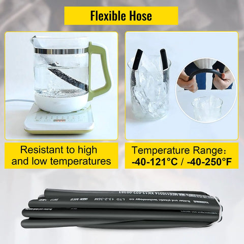 VEVOR hydraulic hose, black rubber, 50 ft bulk, 1/2 in ID.