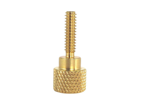 Front view of 10 Pack Solid Brass Thumb Screws With Diamond Knurl, 6-32 By Half Inch Threads, Straight Shoulders, Right Hand Threads
