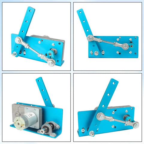 DC 12V 24V Linear Actuator With Adjustable Swing Angle From 20 To 120 Degrees, 90 RPM Stepless Speed Regulator, blue metal casing, various views