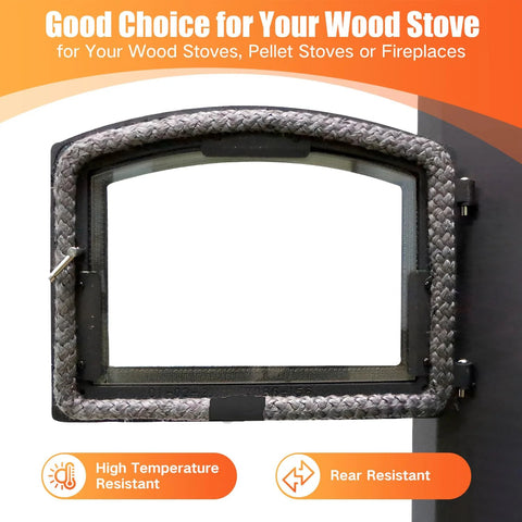 Wood stove door gasket kit, 1-inch grey fiberglass rope seal for fireplace doors, Amazon brand