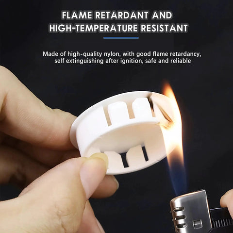 White 50 Mm Round Hole Plugs Set Of 6 for flush snap in covers shown flame resistant near lighter