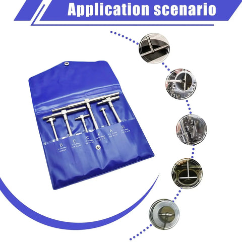 Six Piece Precision Telescoping Gage Set Five Sixteenths To Six Inches Range High Precision TBore Hole Gauges With Pouch