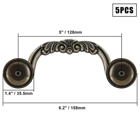 5 Piece Drop Bail Cabinet Handles Bronze Finish 6.2 Inch Total Length With 5 Inch Center To Center Hole Spacing Drawer Pulls