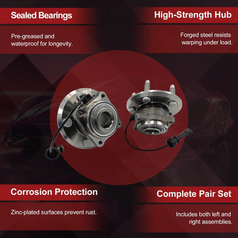 Rear Wheel Hub Bearing Assembly Set Of 2 Model 512440 For Chevy Equinox And GMC Terrain With ABS 2010 2017 Corrosion Protection