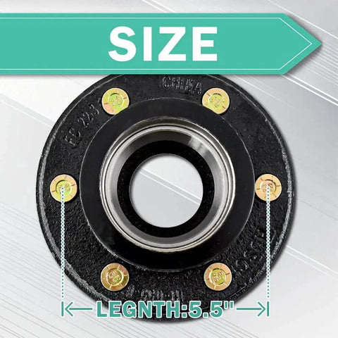 Heavy Duty 6 On 5.5 Inch Trailer Hub Kit For 6000 Lb Axles Fits 42 Spindle 6 Lug, front view with size indicator