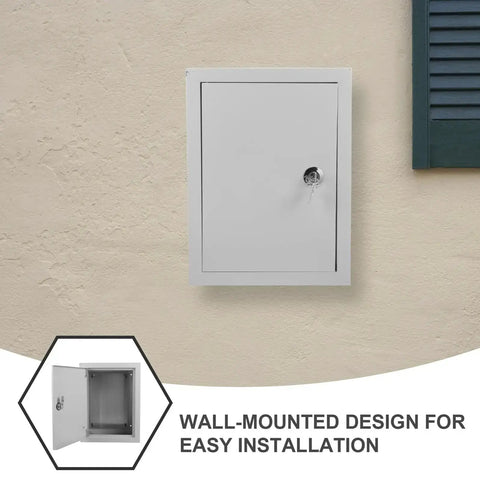 Front view of rugged outdoor aluminum electrical enclosure junction box with mounting panel, weatherproof, 300x400x160mm
