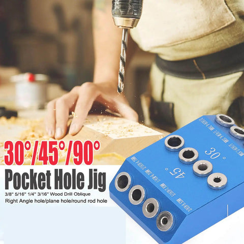 Pro Grade Multi Angle Drill Guide Jig For Precise 30 45 90 Degree Holes, Aluminum Alloy Woodworking Tool in use on wood