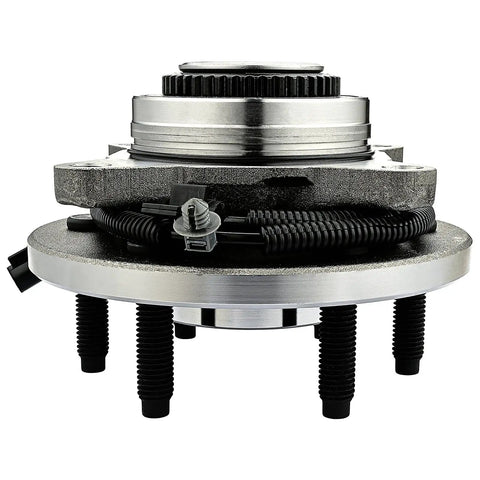 4WD Front Wheel Hub Bearing Assembly For Ford F150 2009 2010 6 Lug With ABS, durable metal construction, showing side view with wiring