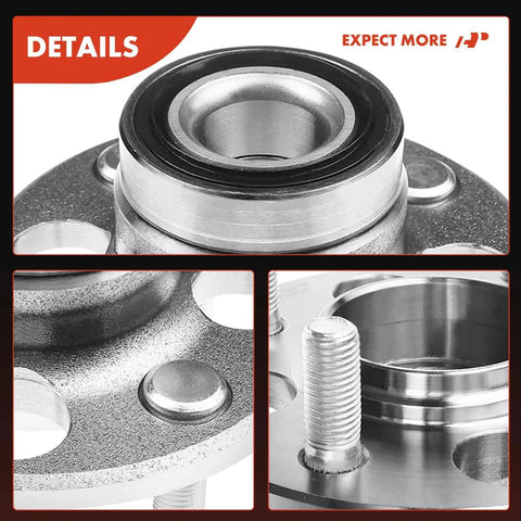 Close-up of 2 Pack Rear Wheel Bearing And Hub Assembly With 4 Lug for Honda Civic 1985-2000, showing metal construction and lug holes.