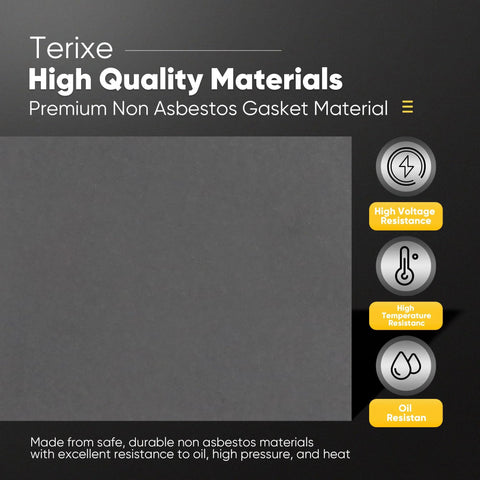 Terixe 3-pack non-asbestos gasket sheets, 15x11.8 in, 0.8/1.0/1.2 mm, gray high-temp, oil resistant