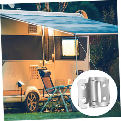 Soft Close Cabinet Door Hinge Heavy Duty Zinc Alloy Damper positioned in front of an outdoor camper with awning