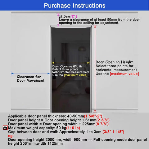 Purchase instructions for installing a Soft Close Concealed Sliding Barn Door Hardware Kit With Aluminum Bypass Track For Pocket Doors.