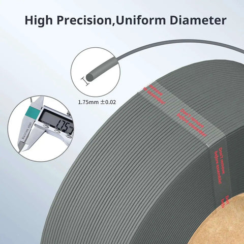 PLA Filament Refill 1.75mm 1Kg Gray For Reusable Spools Eco Friendly And Wallet Friendly With About Two Hundredths Of A Millimeter Dimensional Accuracy And Broad Spool Compatibility For Most Reusable Spool Systems.