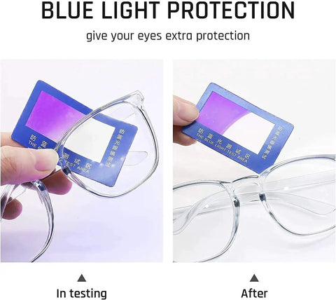 Testing blue light protection on Anti Fog Protective Safety Glasses With Side Shields For Women Nurses, showing before and after results.