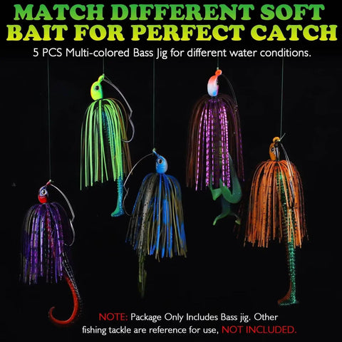 Weedless Bass Jigs With Stainless Weed Guard For Clean Swims And Snag Free Bass Fishing, Swim Jigs shown in various colors