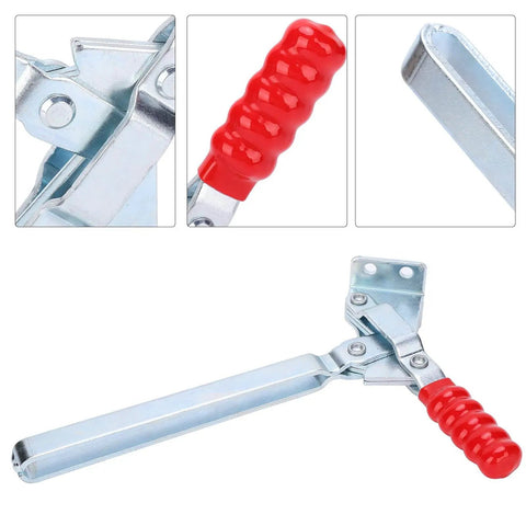 Beefy Vertical Toggle Clamp With Lengthened Arm, Rock Solid High Strength Metal Fastening Fixture For Industrial Use, Bright Finish