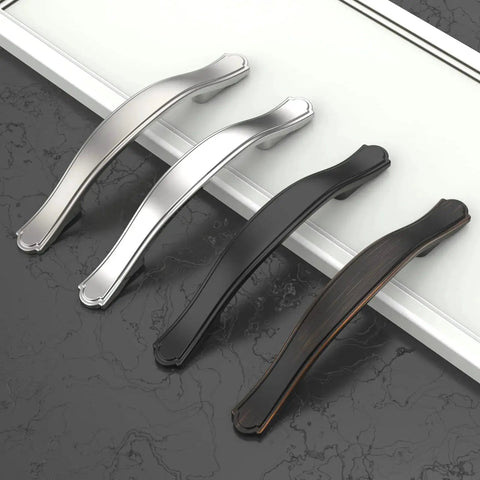 10 Pack 3 Inch Brushed Satin Nickel Cabinet Handles Set For Kitchen Cupboards And Drawers displayed on counter