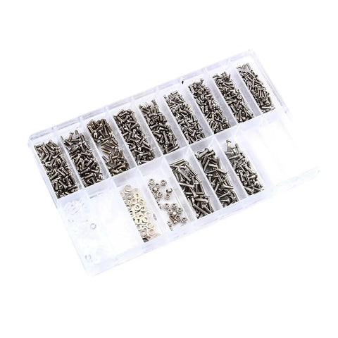 Eyewear Repair Kit For Glasses And Sunglasses With Stainless Steel Screws And All In One Tools visible in a clear case