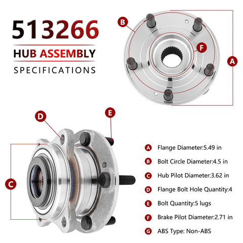 Front view and specifications of Front Or Rear Wheel Hub Bearing For 2007 Through 2014 Hyundai Santa Fe, 2007 Through 2012 Hyundai Veracruz.