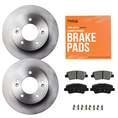 Rear Brake Kit With Carbon Ceramic Rotors For 2011-2020 Hyundai Elantra, 2014-2023 Kia Forte And 2014-2023 Kia Soul with rotors and pads
