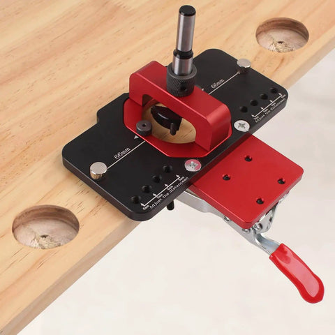 35mm Metal Concealed Hinge Jig With Quick Clamp And Dust Vacuum Adapter for precise hinge hole drilling on wooden surface