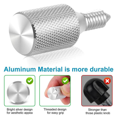 Two Pack KitchenAid Stand Mixer Attachment Hub Thumb Screws, Long Knob Replacement Parts, Silver, Secure Fit, Easy Install