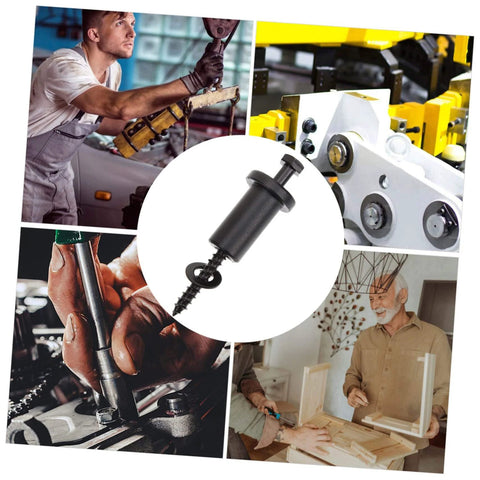 Collage of workers using tools with a central focus on a screw anchor, representing industrial and carpentry applications.
