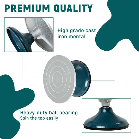 All Metal Pottery Banding Wheel 7 Inch Heavy Duty Pro Grade Turntable For Ceramics With Ball Bearings Non Slip Base Smooth Rotation