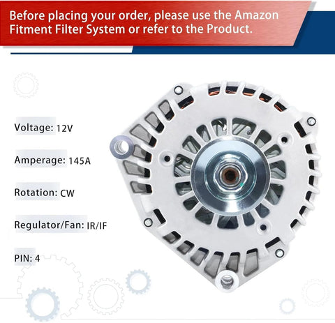 Top view of a 4-Pin Alternator Replacement For 99-07 Silverado 1500, 02-06 Avalanche, showing electrical connector and casing design.