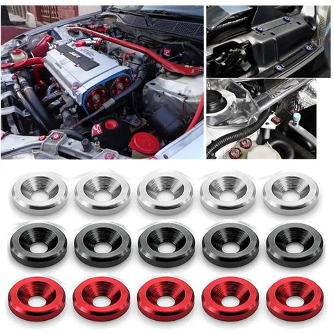Premium 25 Piece Fender Bumper Washer Bolt Kit In Black Featuring M6x20mm CNC Finishing Fasteners for engine bay dress up.