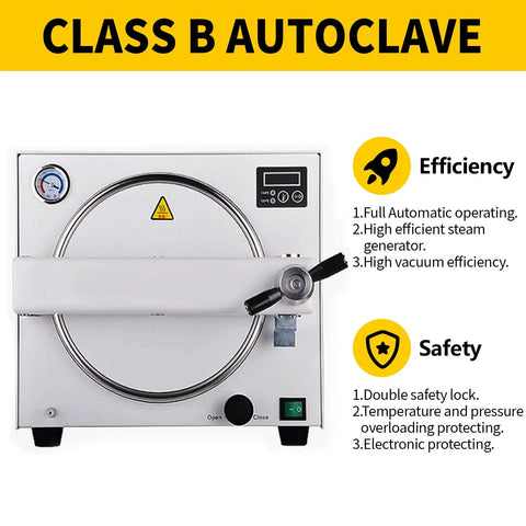 Autoclave sterilizer 18L, stainless steel, front view with circular door and control panel