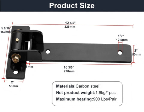 Heavy Duty Gate Hinges 13 Inch Load Bearing 900 Lbs With Built In Ball Bearings Bolt On And Weld On 180 Degree One Way Open