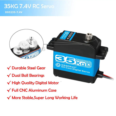 Pack Of 2 Beefy 35Kg High Torque RC Servo With 7.4V Digital Motor And Stainless Steel Gears Waterproof For DIY Robotic RC Projects