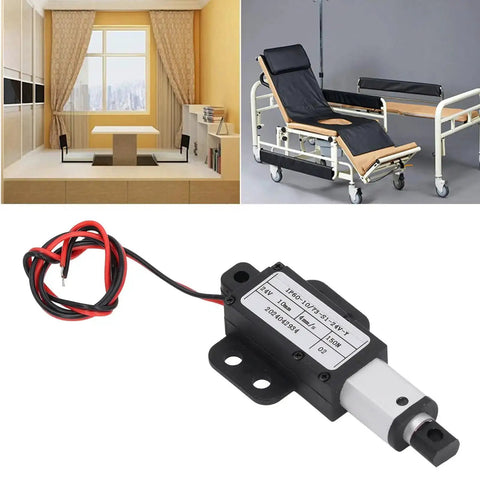 Compact 24V Micro Linear Actuator With 150N Thrust And 10mm Stroke For Sofa Robots TV Tables And Windows shown with applications