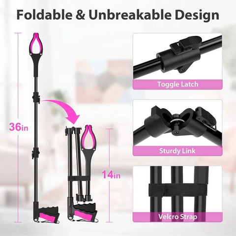 36 Inch Foldable Grabber Reacher Tool With 360 Degree Rotating Jaw And Two Magnets For Easy Trash And Small Item Pickup
