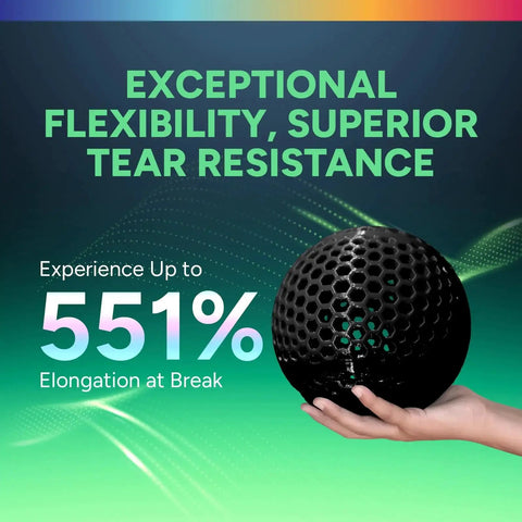 Hand holding flexible black object illustrating flexibility and tear resistance of Flexible TPU Filament 1.75mm 95A Black 1kg Spool Fits Most FDM Printers