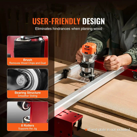 60 Inch Router Sled For Large Slabs - Portable, Adjustable Slab Flattening Jig in use with a router on wooden board