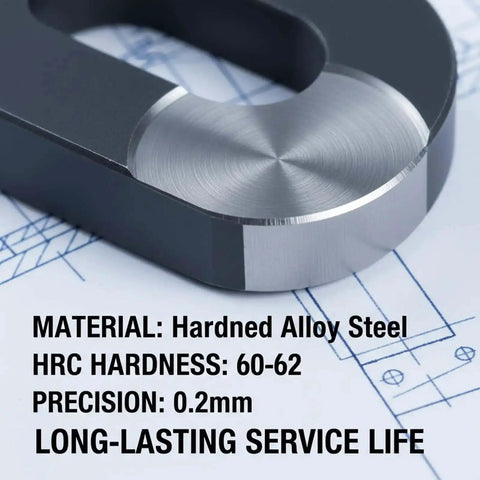 Close-up of 8-Piece Oval Hydraulic Hole Punch Die Set Compatible With CH-70 showing alloy steel material and precision specs.