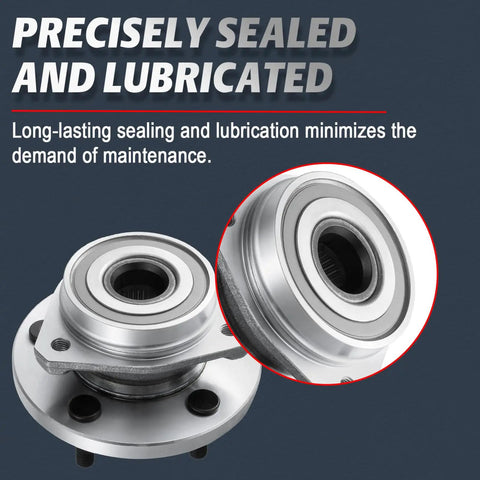 Close-up of wheel bearing hub from Front CV Axle And Wheel Bearing Hub Kit For 1999 2000 2001 2002 2003 2004 Jeep Grand Cherokee Non ABS 5 Lug 4WD Replacement Assembly Set Including Driver Side And Passenger Side Axles And Hubs Beefed Up For Tough Long Lasting Performance, showing precise sealing and lubrication details.