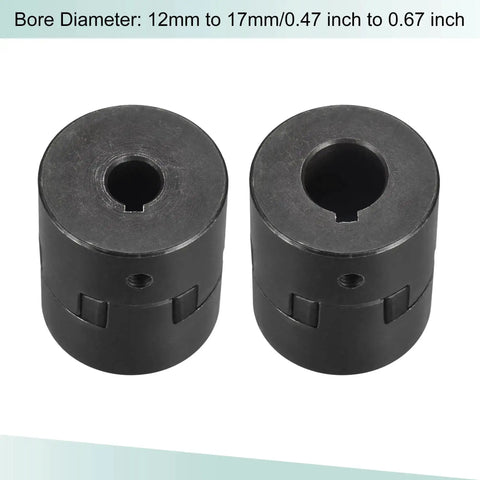Rock Solid Heavy Duty Flexible Coupling Shaft 12Mm To 17Mm Bore, 52Mm Length, 44.5Mm Outer Diameter, 45 Steel Motor Coupler Joint