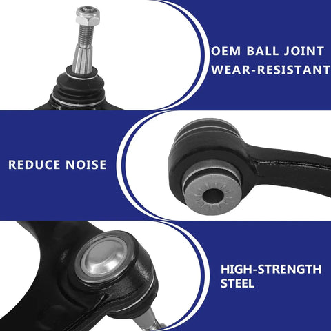 Close-up of beefed up front upper left and right control arm kit with ball joints for Chevy Silverado 1500 Suburban 1500 Tahoe.
