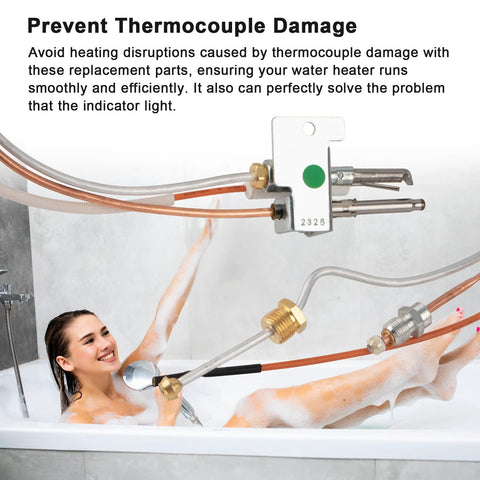 Pilot and igniter assembly replacement kit for natural gas water heater with copper gas lines in bathroom