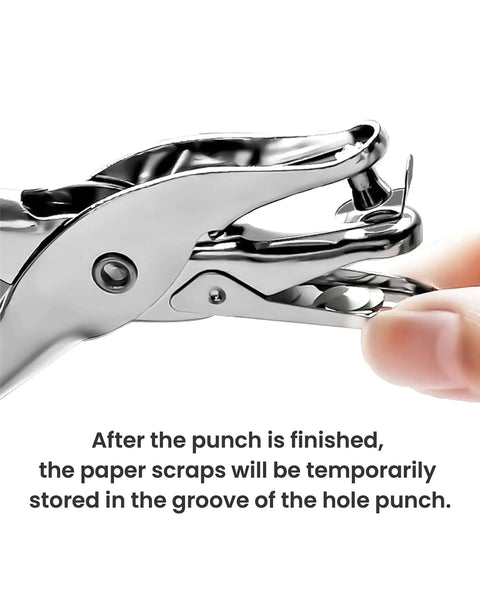 Close-up of Circle Hole Punch Set Two Piece One Eighth Inch And One Quarter Inch Single Hole Punchers showing scrap storage