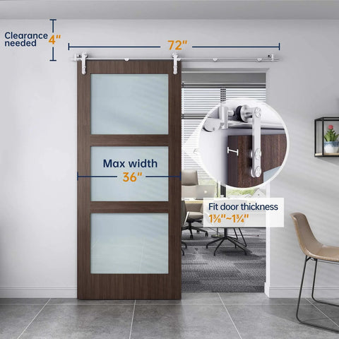Heavy Duty 6 Ft Stainless Steel Sliding Barn Door Hardware Track Kit For 30 To 36 Inch Single Door Anti Rust Anti Corrosion Ultra Smooth Quiet Sliding With Ball Bearing Rollers And Easy Install