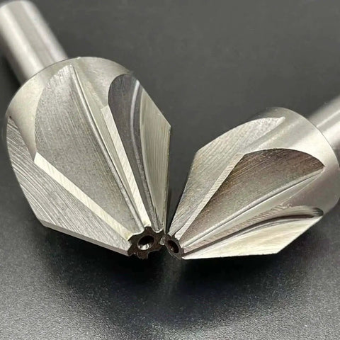 60 Degree Carbide Chamfer End Mill with 6 Flutes, Close-up View, for CNC Router and Precision Machining
